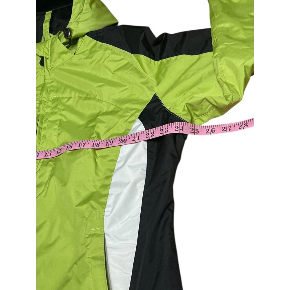 SB Active Bright Green & Black Hooded Winter Jacket Large 100% Polyester Quilte - Picture 13 of 15